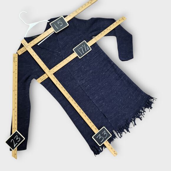 Talbots Cardigan Sweater Womens Medium Blue Open Front Fringe Casual Layering - Picture 5 of 11